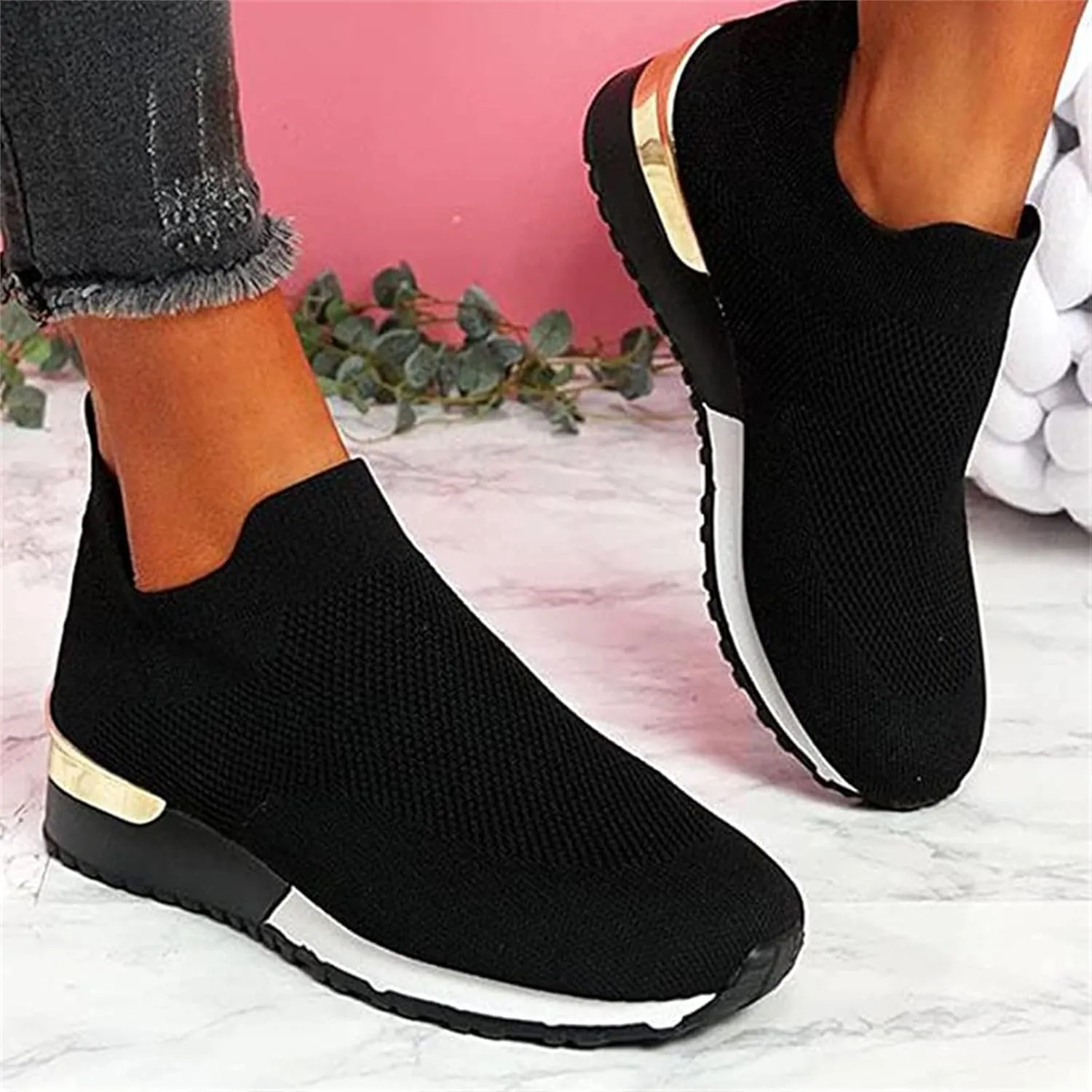 Ladmiple Gym Shoes For Women Workout Running Walking Shoes Slip on Sock Sneakers Mesh Non Slip Athletic Tennis Shoes