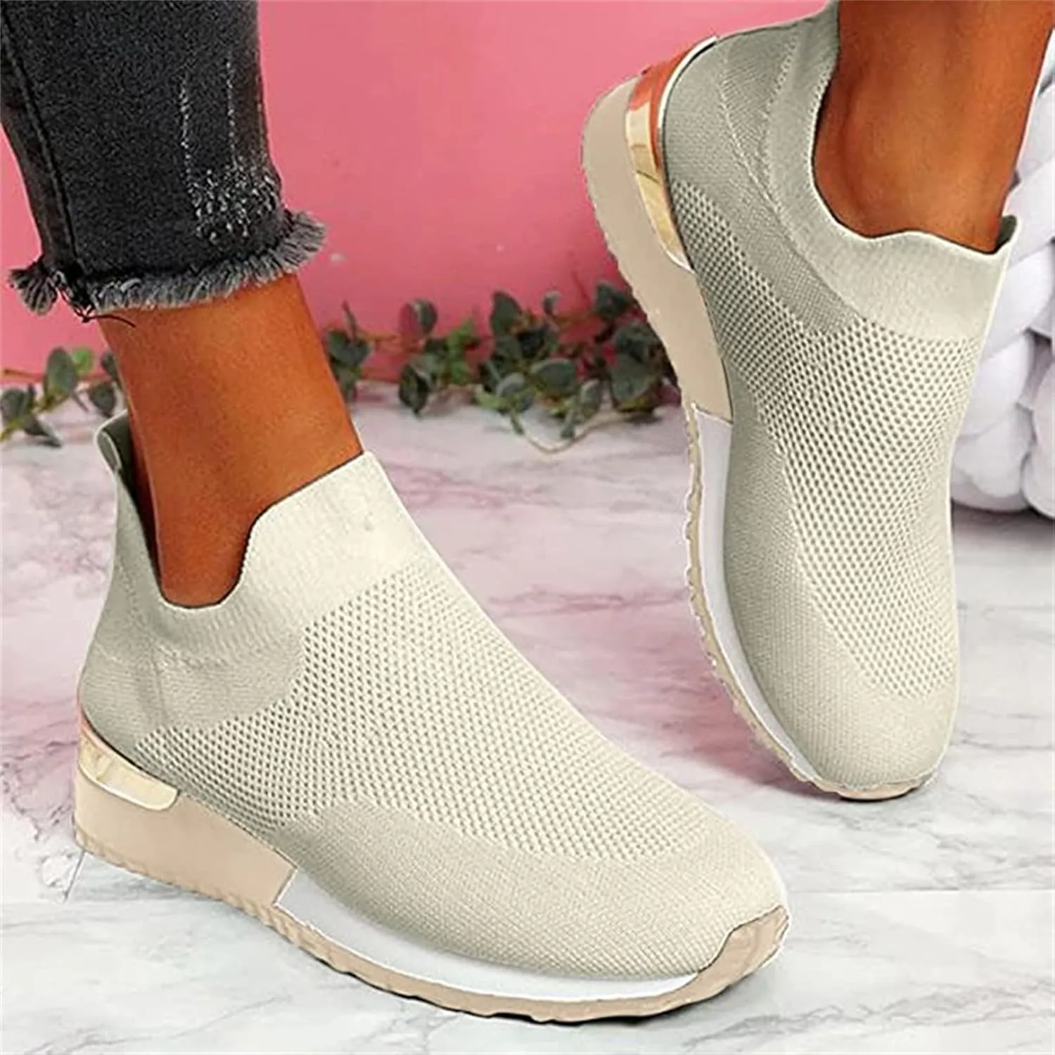 Ladmiple Gym Shoes For Women Workout Running Walking Shoes Slip on Sock Sneakers Mesh Non Slip Athletic Tennis Shoes
