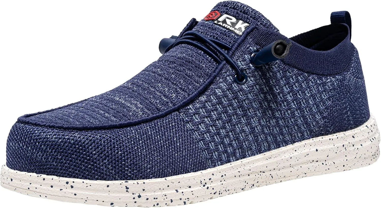 LARNMERN Slip On Steel Toe Shoes Men Lightweight Comfortable Lounging Walking Sneakers Safety Work Steel Toe Loafers(8.5 Men, Ocean Blue)