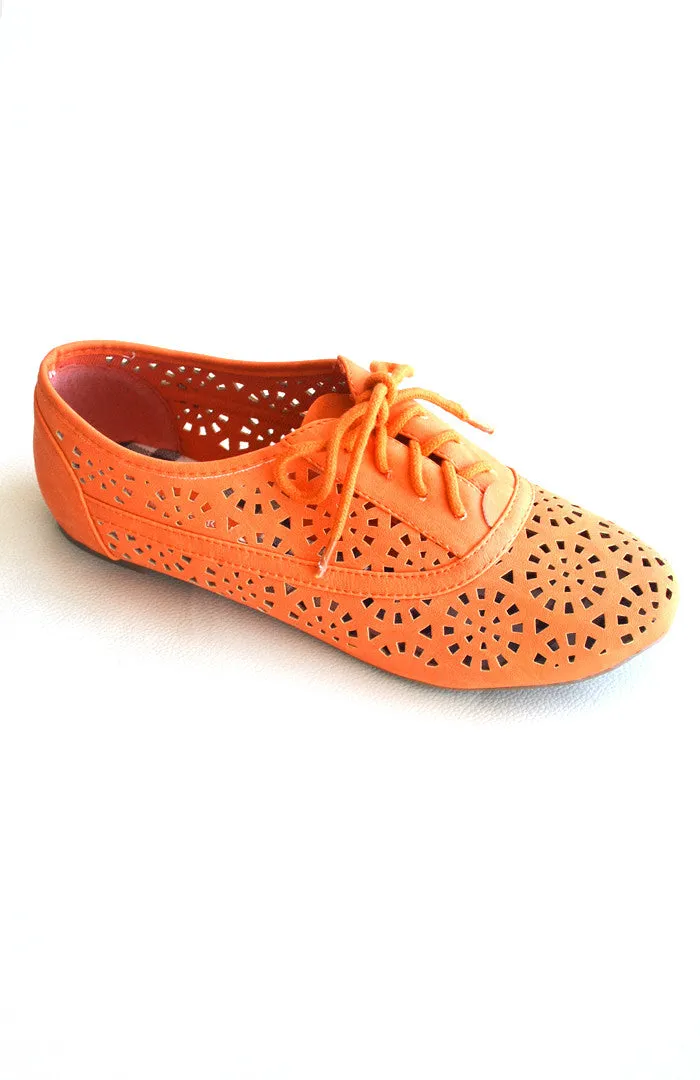Laser Cut Oxfords- Orange