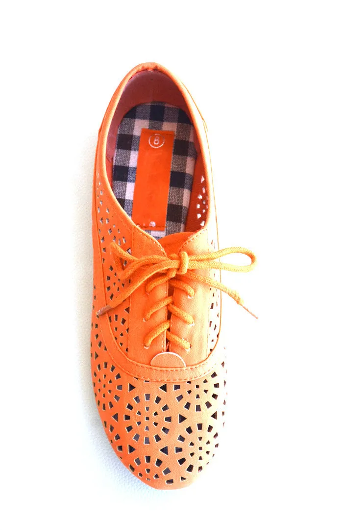 Laser Cut Oxfords- Orange