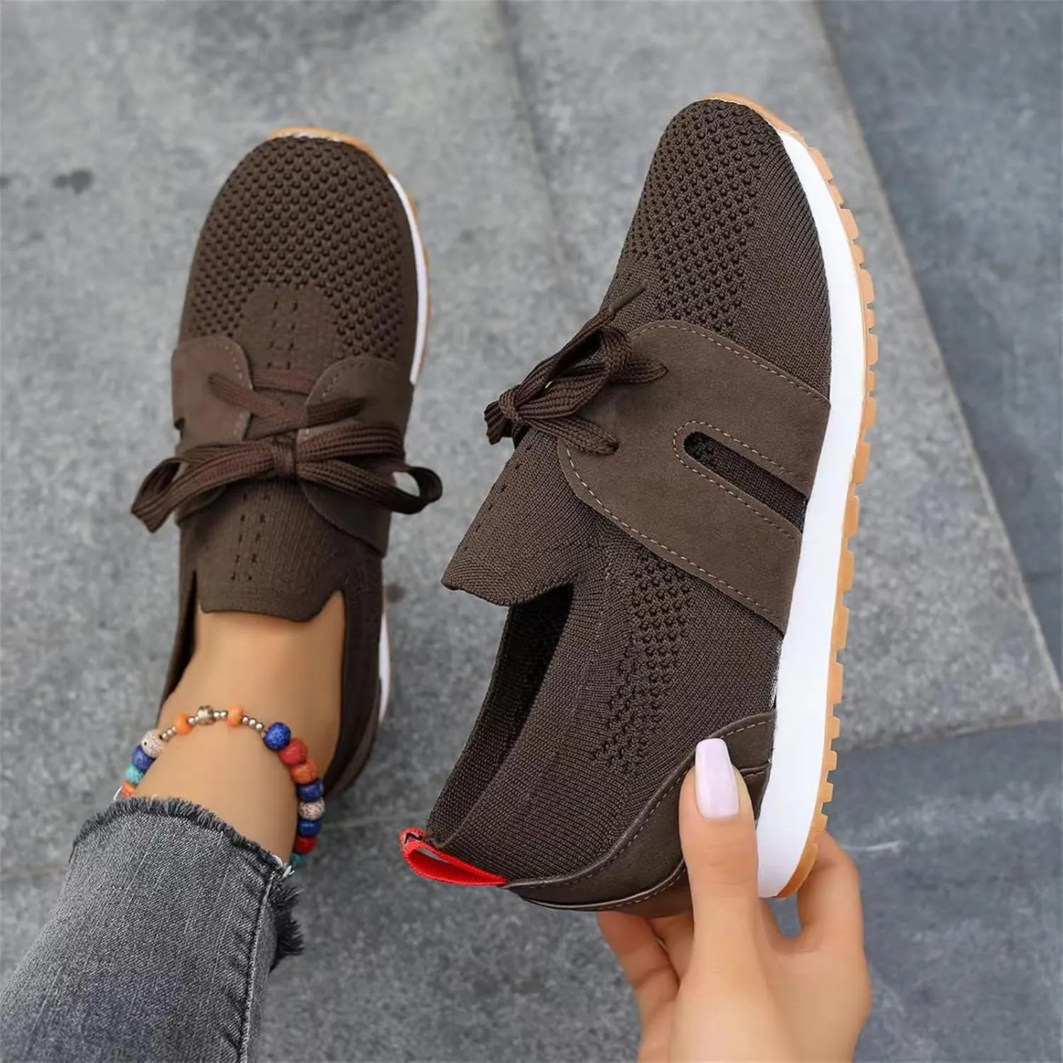 Lausiuoe Slip On Sneakers Women Arch Support Walking Shoes Lightweight Casual Running Fashion Sneakers Mesh Tennis Gym Shoes