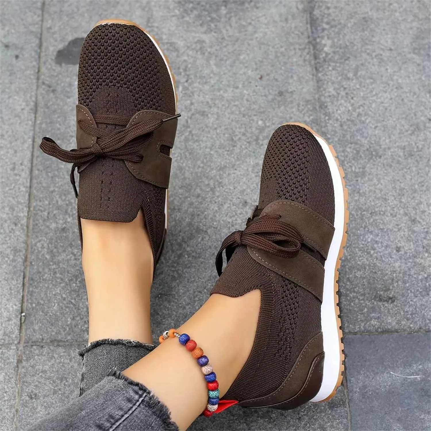 Lausiuoe Slip On Sneakers Women Arch Support Walking Shoes Lightweight Casual Running Fashion Sneakers Mesh Tennis Gym Shoes