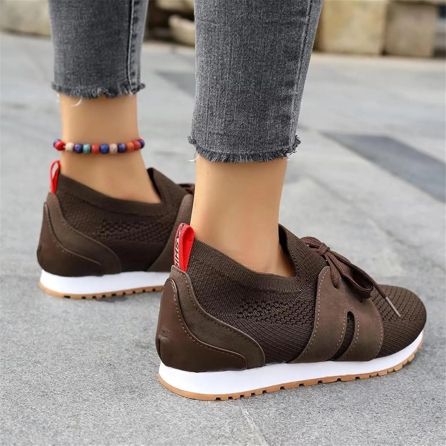 Lausiuoe Slip On Sneakers Women Arch Support Walking Shoes Lightweight Casual Running Fashion Sneakers Mesh Tennis Gym Shoes