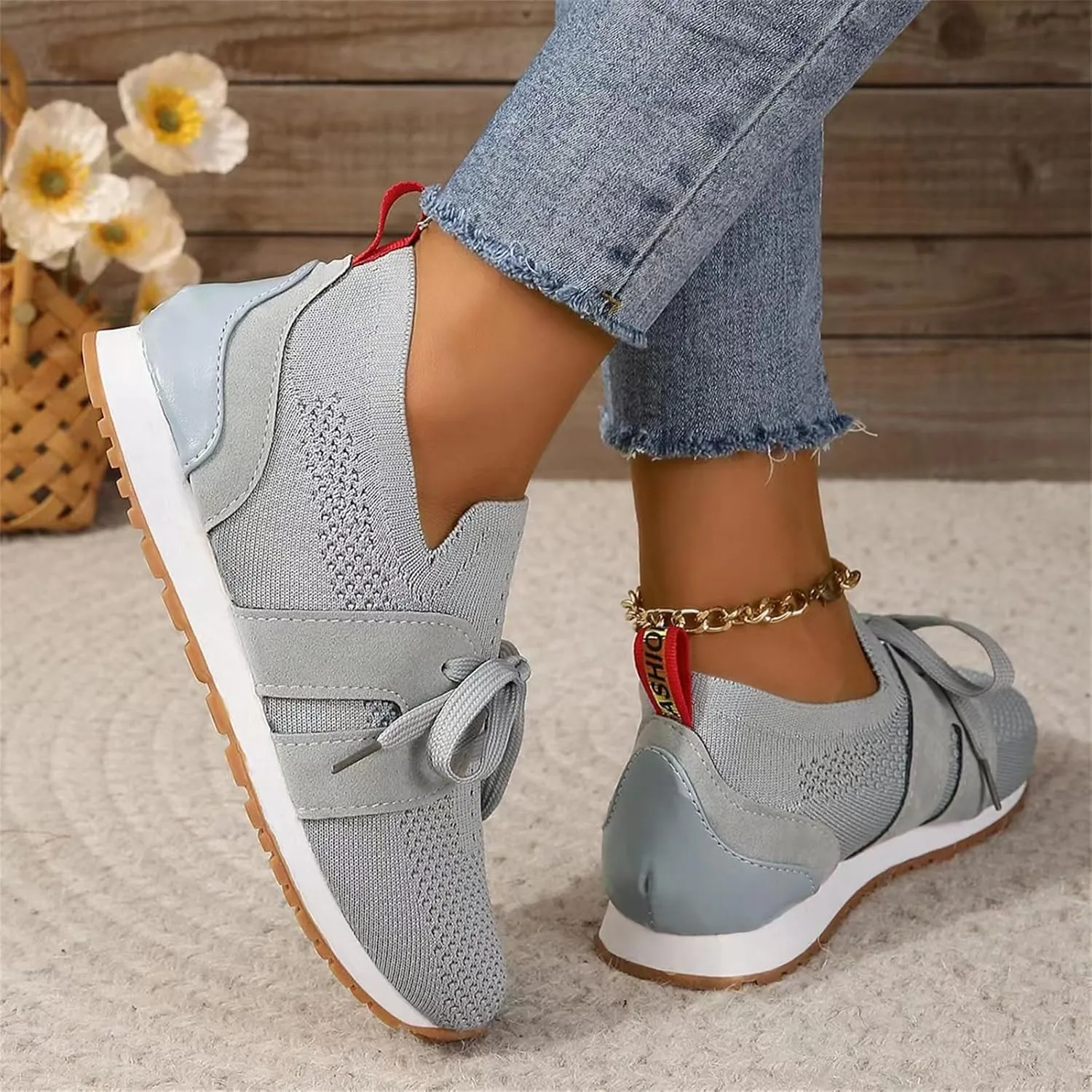 Lausiuoe Slip On Sneakers Women Arch Support Walking Shoes Lightweight Mesh Casual Jogging Tennis Shoes Workout Gym Sneakers