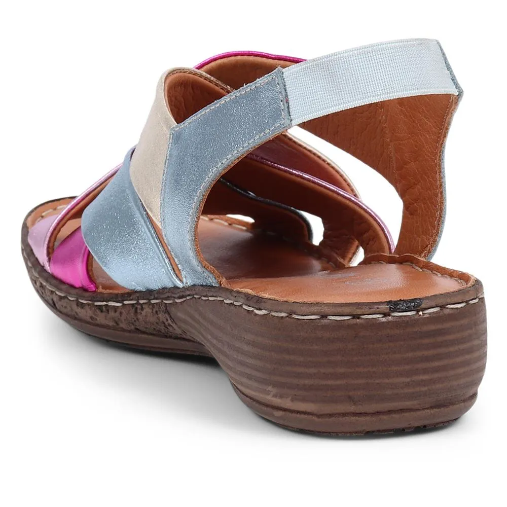 Leather Cross-Strap Sandals - LUCK39001 / 325 519