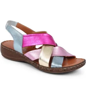 Leather Cross-Strap Sandals - LUCK39001 / 325 519