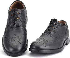 Leather Ghillie Brogue Kilt Shoes Traditional Scottish Piper and Highland Outfit Wedding Shoes Featuring Extra Long Laces & Leather Tassels - Sizes UK 10.5 Style - Comfort Piper Color  Black