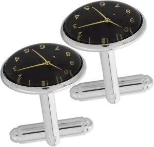 LIFKOME Timeless Classic: Silver Mens Cufflinks Clock Suitable Shirts and Grooms