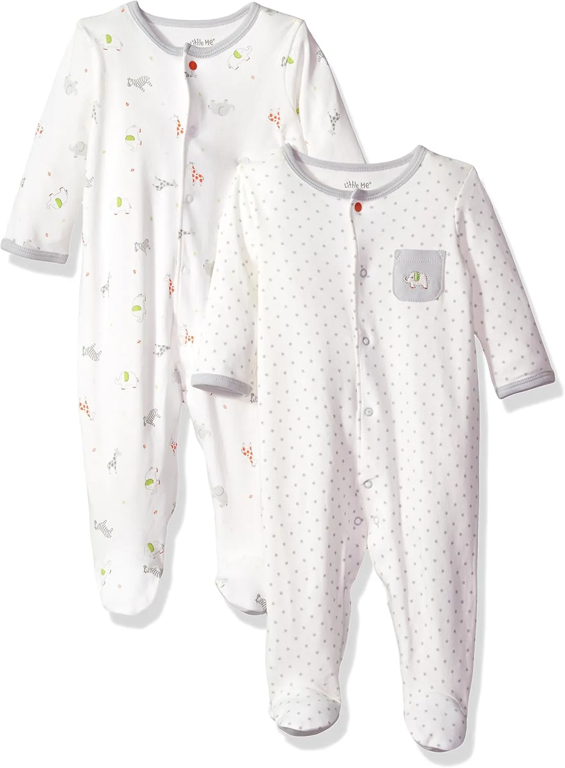 Little Me Baby Boys' and Girls' 100% Cotton 2-Pack Footies