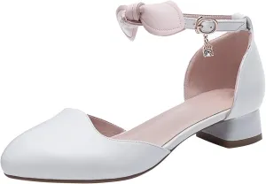 Little/big Girls Dress Sandals Kids Heels Close Toe Ankle Strap Shoes Solid Flower Wedding Party Shoes
