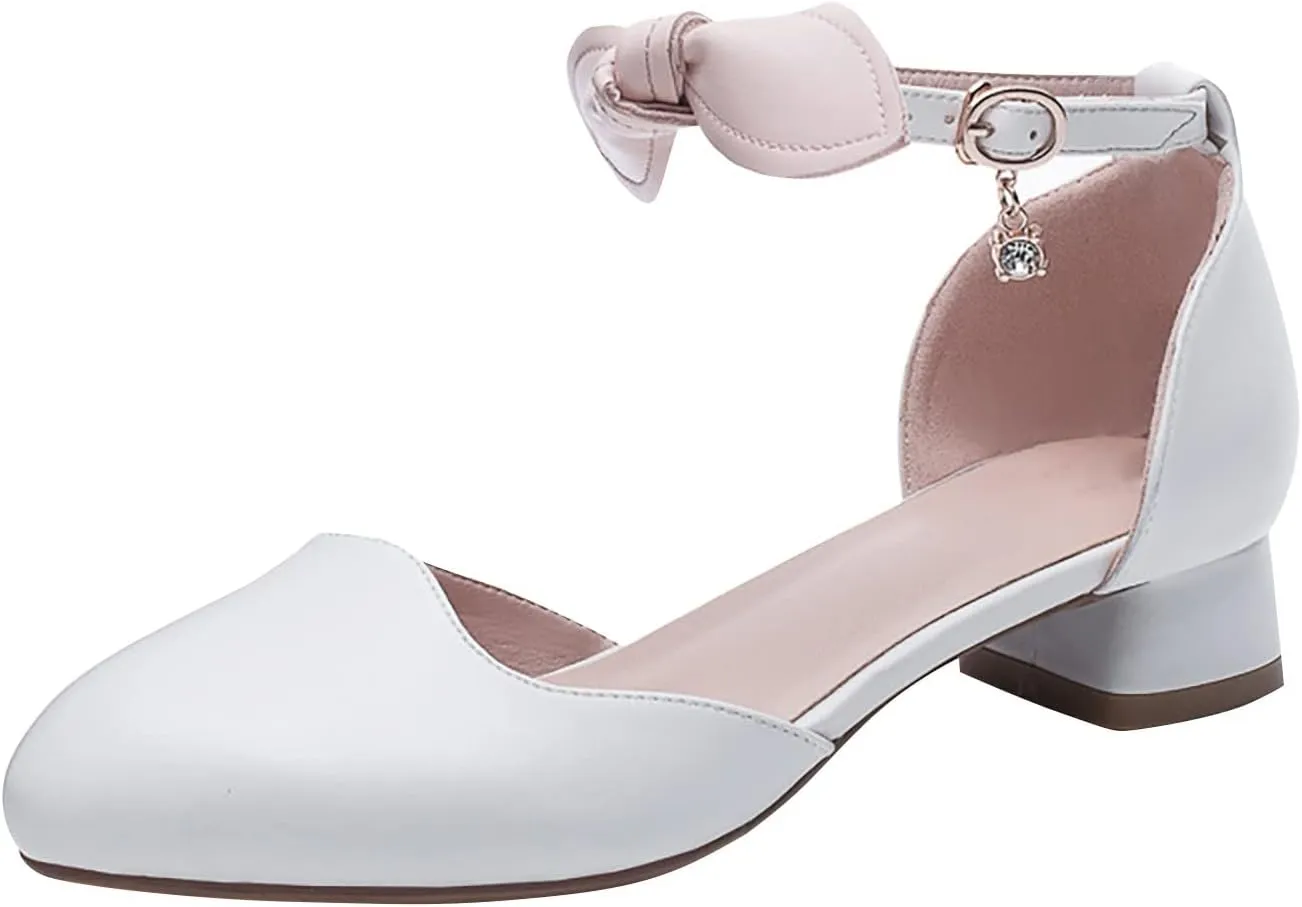 Little/big Girls Dress Sandals Kids Heels Close Toe Ankle Strap Shoes Solid Flower Wedding Party Shoes