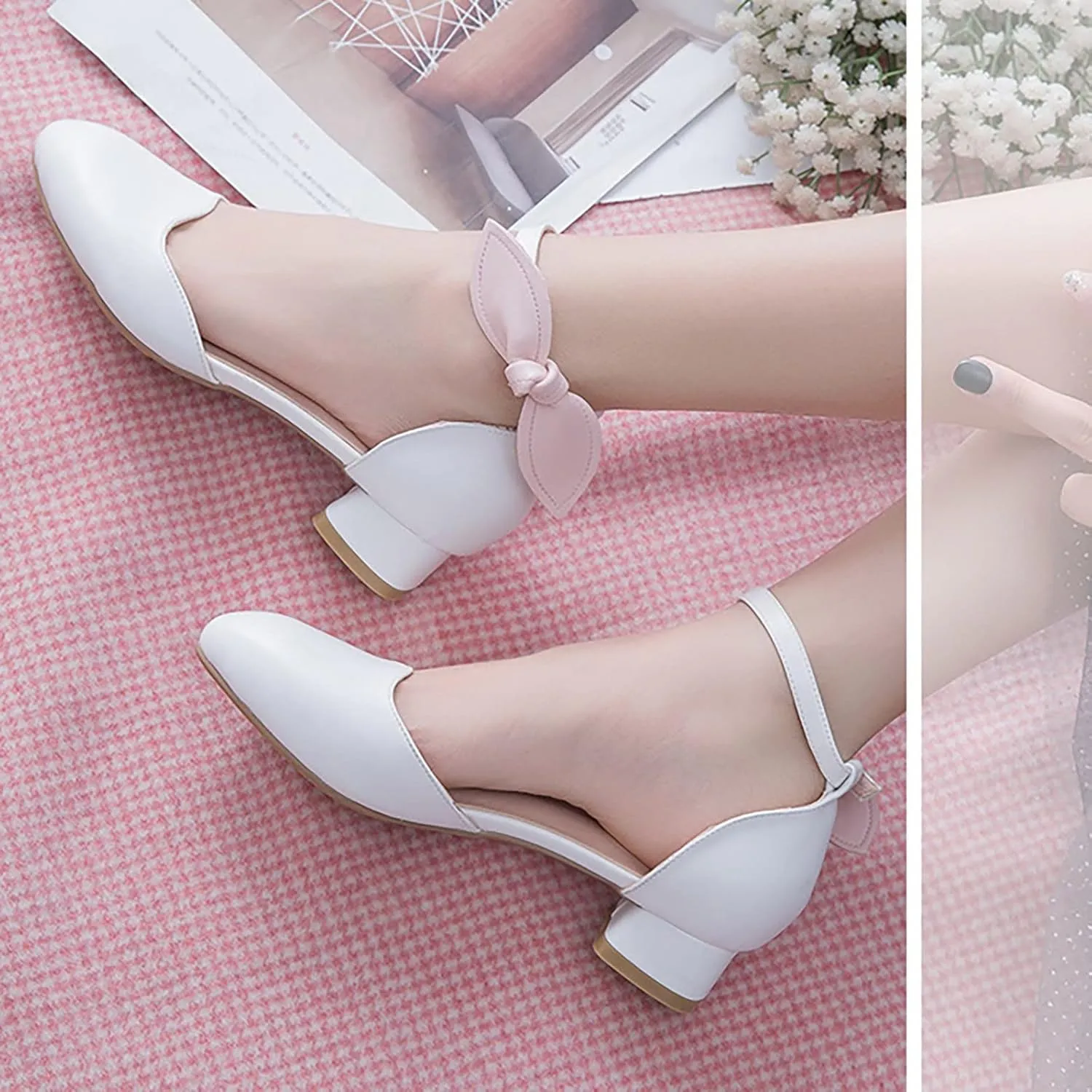 Little/big Girls Dress Sandals Kids Heels Close Toe Ankle Strap Shoes Solid Flower Wedding Party Shoes