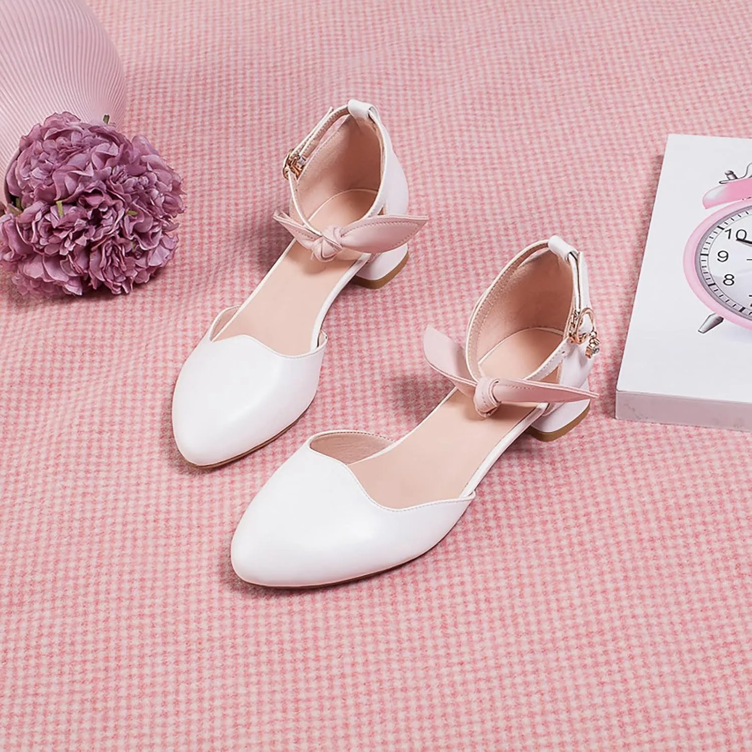 Little/big Girls Dress Sandals Kids Heels Close Toe Ankle Strap Shoes Solid Flower Wedding Party Shoes