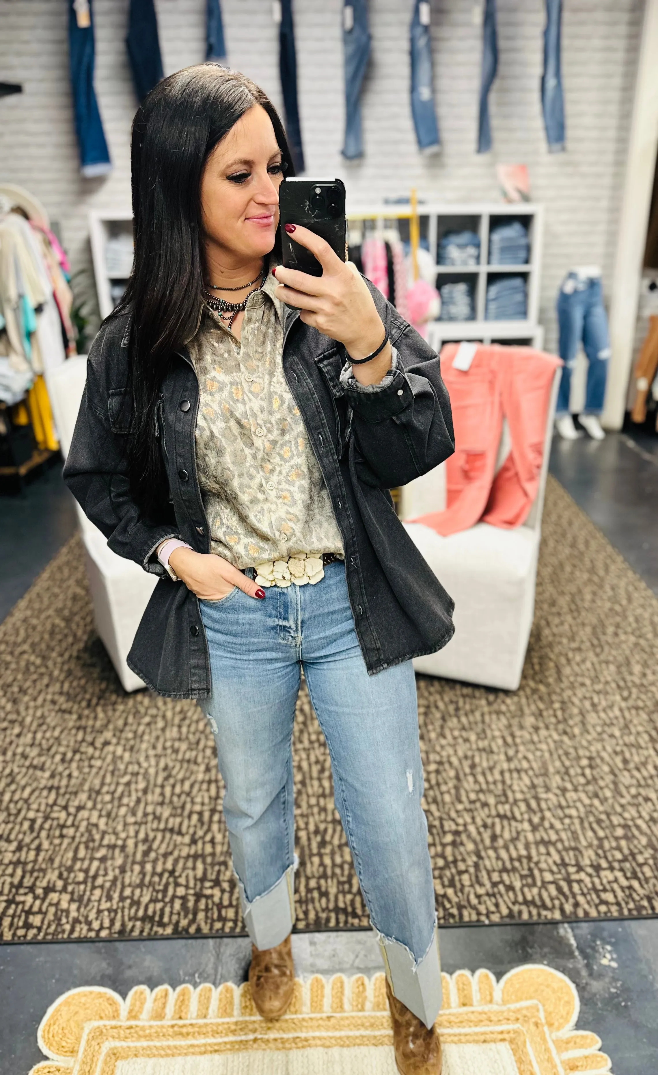 Livy Leopard Print Taupe Blouse