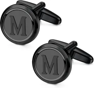 LOYALLOOK Initial Gold Cufflinks for Men Gold Cuff Links Personalized Copper CuffLinks Letter Cufflinks Gift for Groom Husband Father