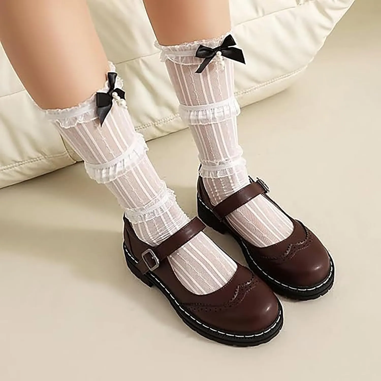 Mary Jane Shoes Platform Chunky Mary Jane for Women Ladies Comfort Leather Round Toe Non-Slip Dressy Casual Cute Girls School Work Shoes