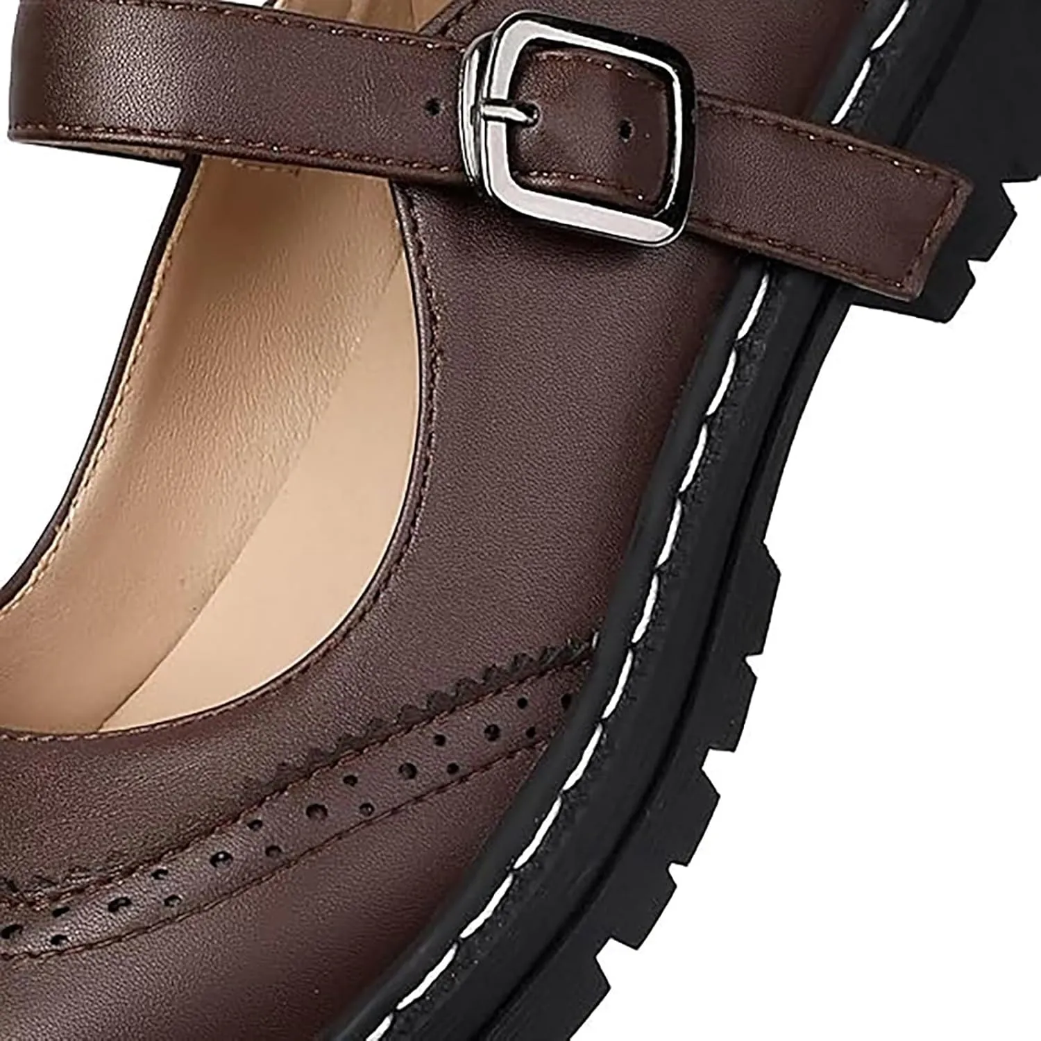 Mary Jane Shoes Platform Chunky Mary Jane for Women Ladies Comfort Leather Round Toe Non-Slip Dressy Casual Cute Girls School Work Shoes