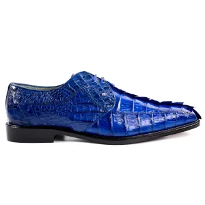 Mens Belvedere Colombo Caiman Crocodile Hornback Dress Shoe in Blue