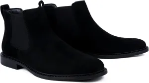 Mens Black Chelsea Boots-Slip-On Comfy Mens Casual Suede Ankle Boots