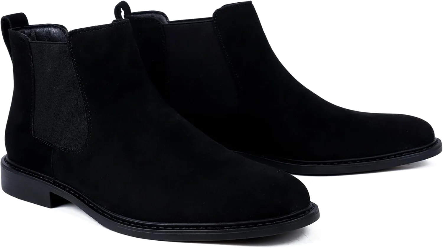Mens Black Chelsea Boots-Slip-On Comfy Mens Casual Suede Ankle Boots
