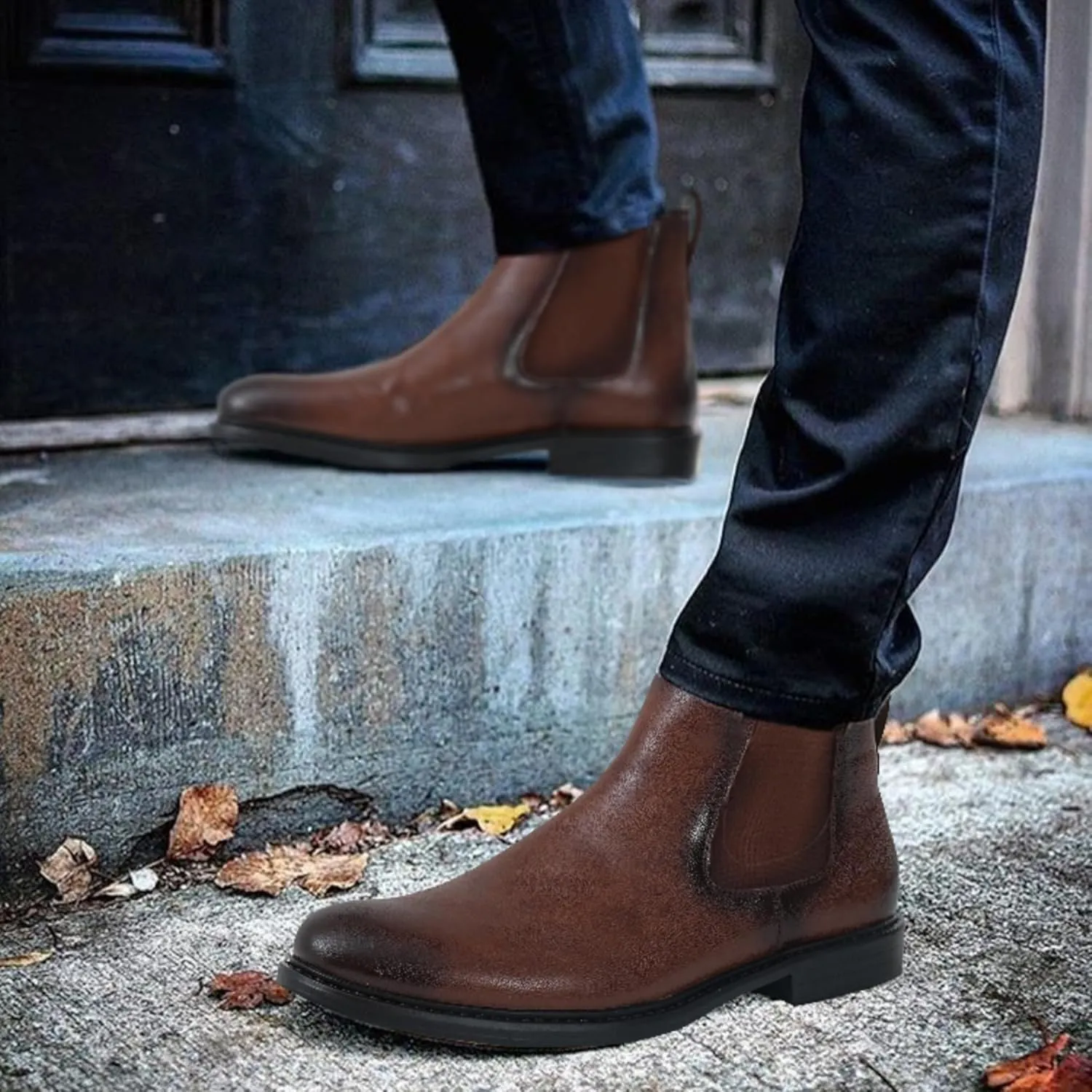 Mens Black Chelsea Boots-Slip-On Comfy Mens Casual Suede Ankle Boots