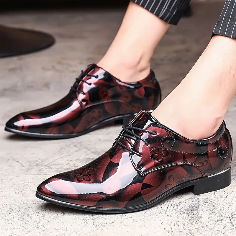 Mens England Style Luxurious Patent PU Leather Brogue Shoes