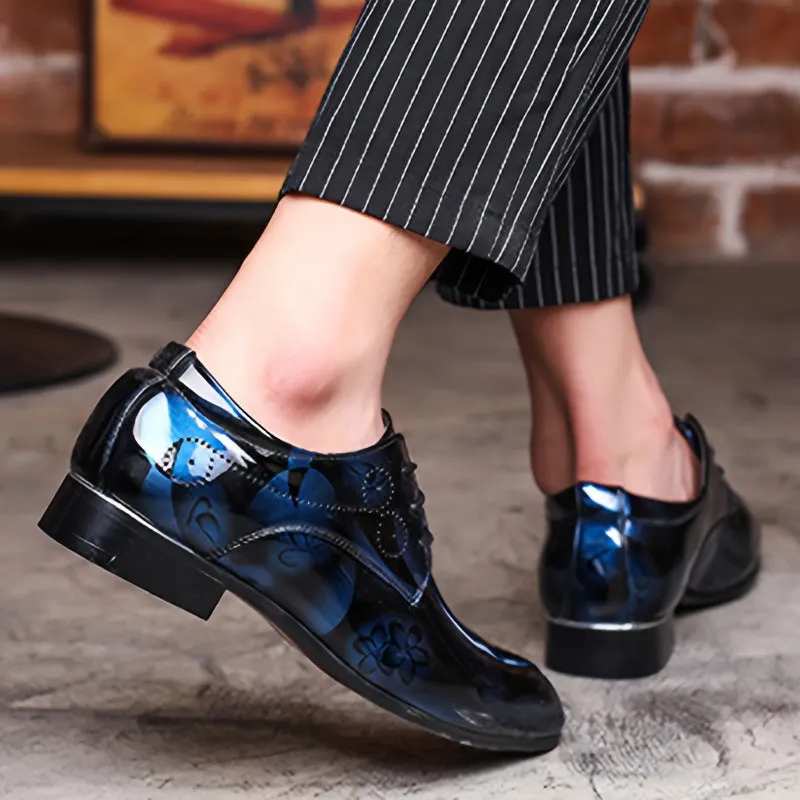 Mens England Style Luxurious Patent PU Leather Brogue Shoes