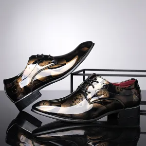 Mens England Style Luxurious Patent PU Leather Brogue Shoes