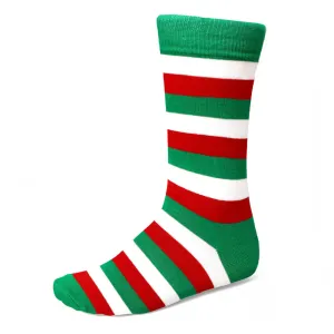 Men's Kelly Green, White and Red Striped Socks