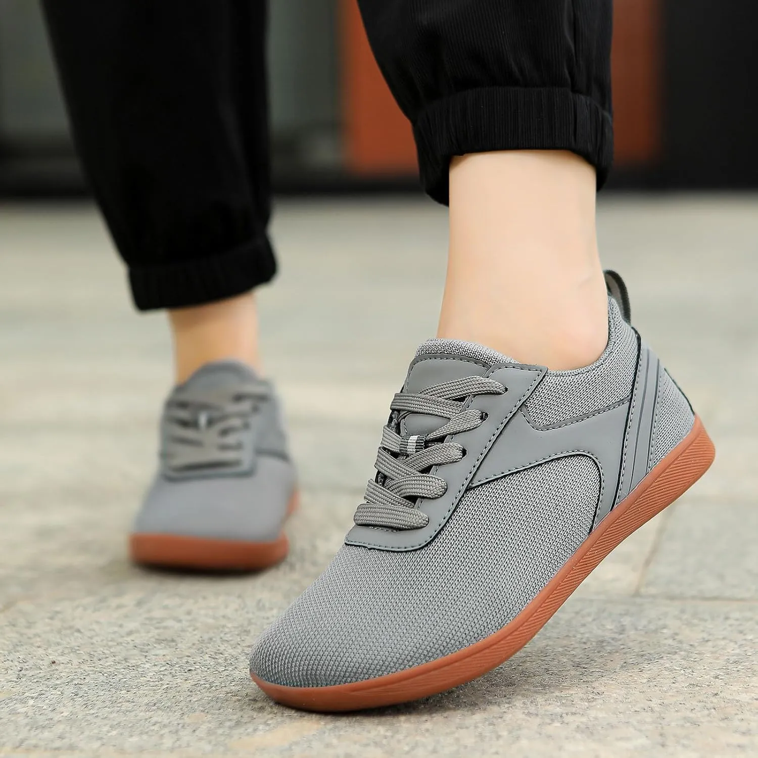 Men's Lace Up Memory Foam Sneakers Comfortable Breathable Stretch Canvas Slip on Sneaker Comfort Jogging Shoes