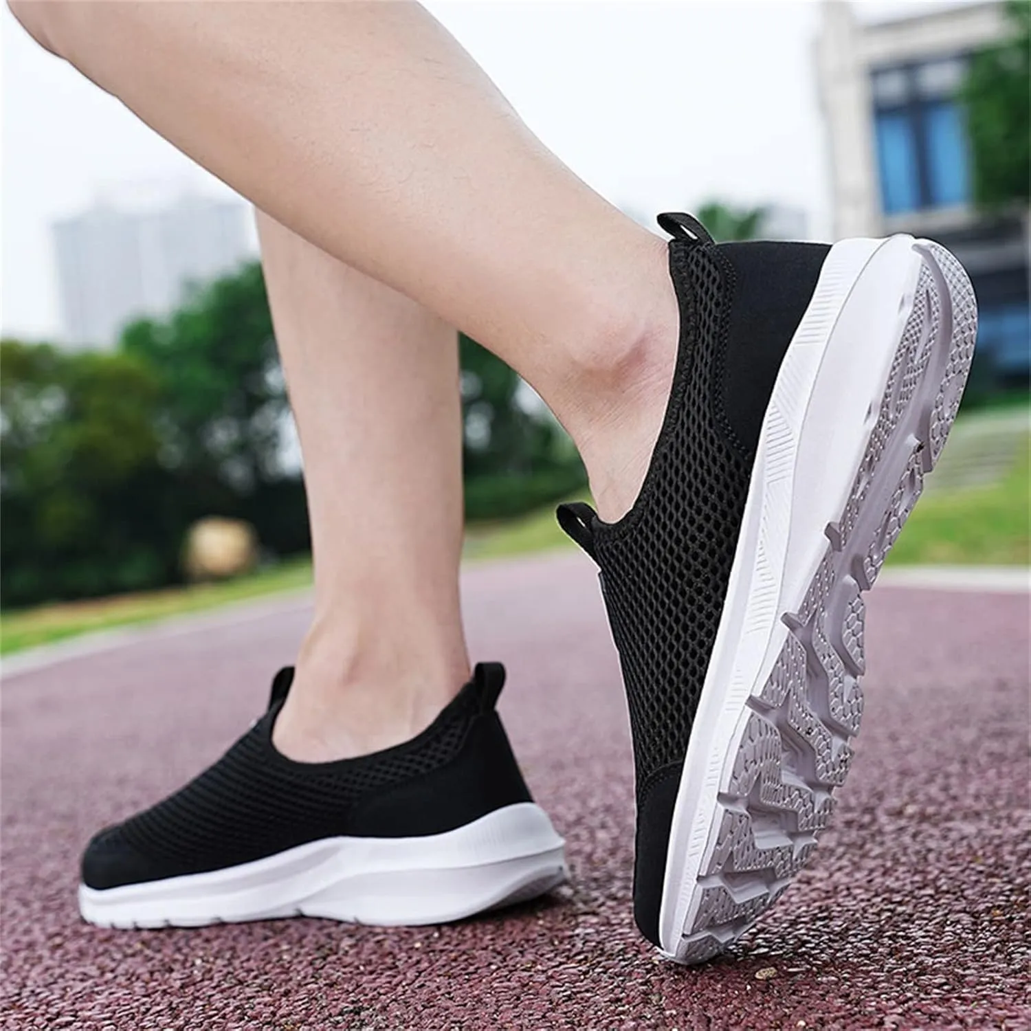 Mens Non Slip Walking Sneakers Lightweight Breathable Slip on Running Shoes Athletic Gym Tennis Shoes for Men