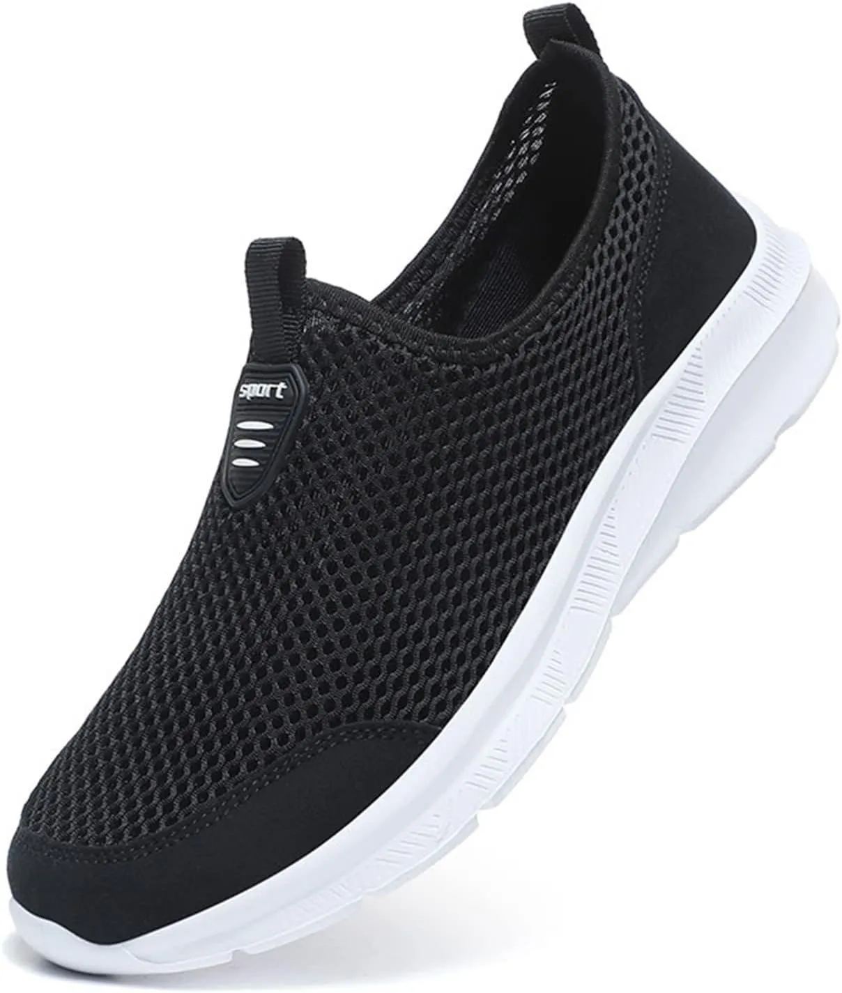 Mens Non Slip Walking Sneakers Lightweight Breathable Slip on Running Shoes Athletic Gym Tennis Shoes for Men