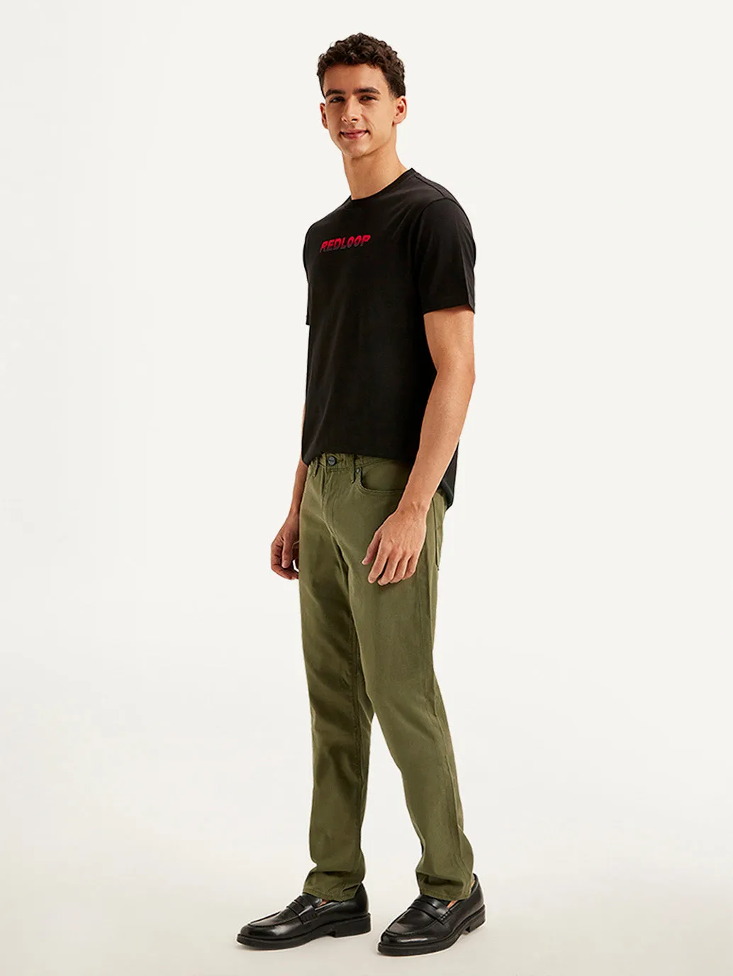 Men's Olive Slim Fit Trousers