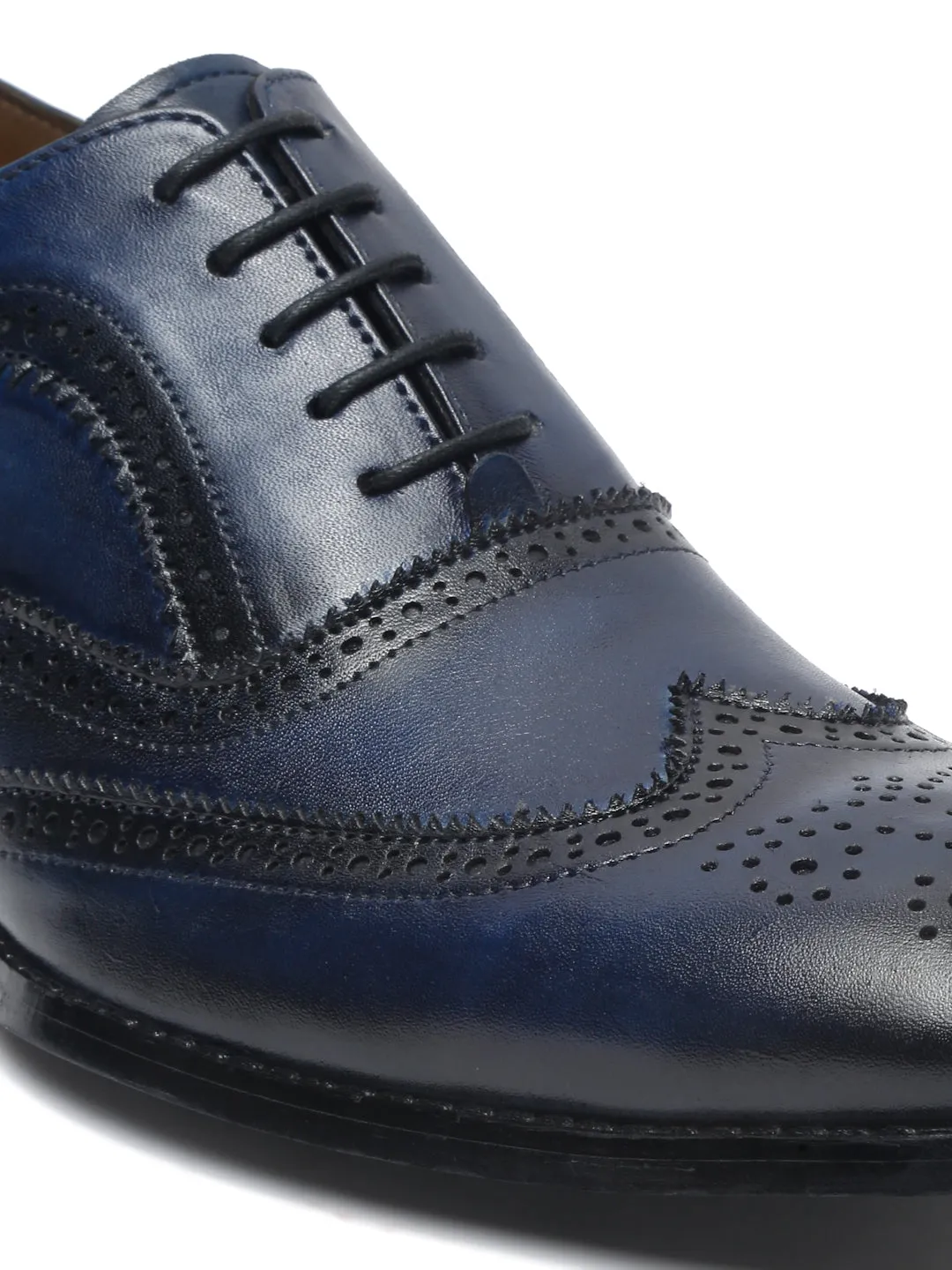 Men's Premium Italian Leather Handcrafted Blue Brogue Shoes