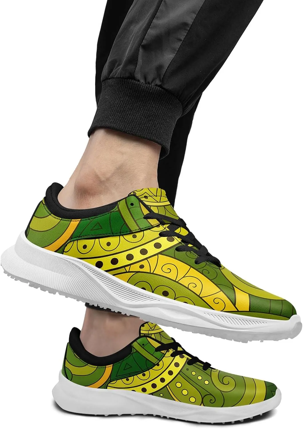 Men's&Women's Fashion Print Mandala Golf Shoes Colorful Breathable Spikeless Stylish Comfortable Lace-up Golf Sports Sneaker
