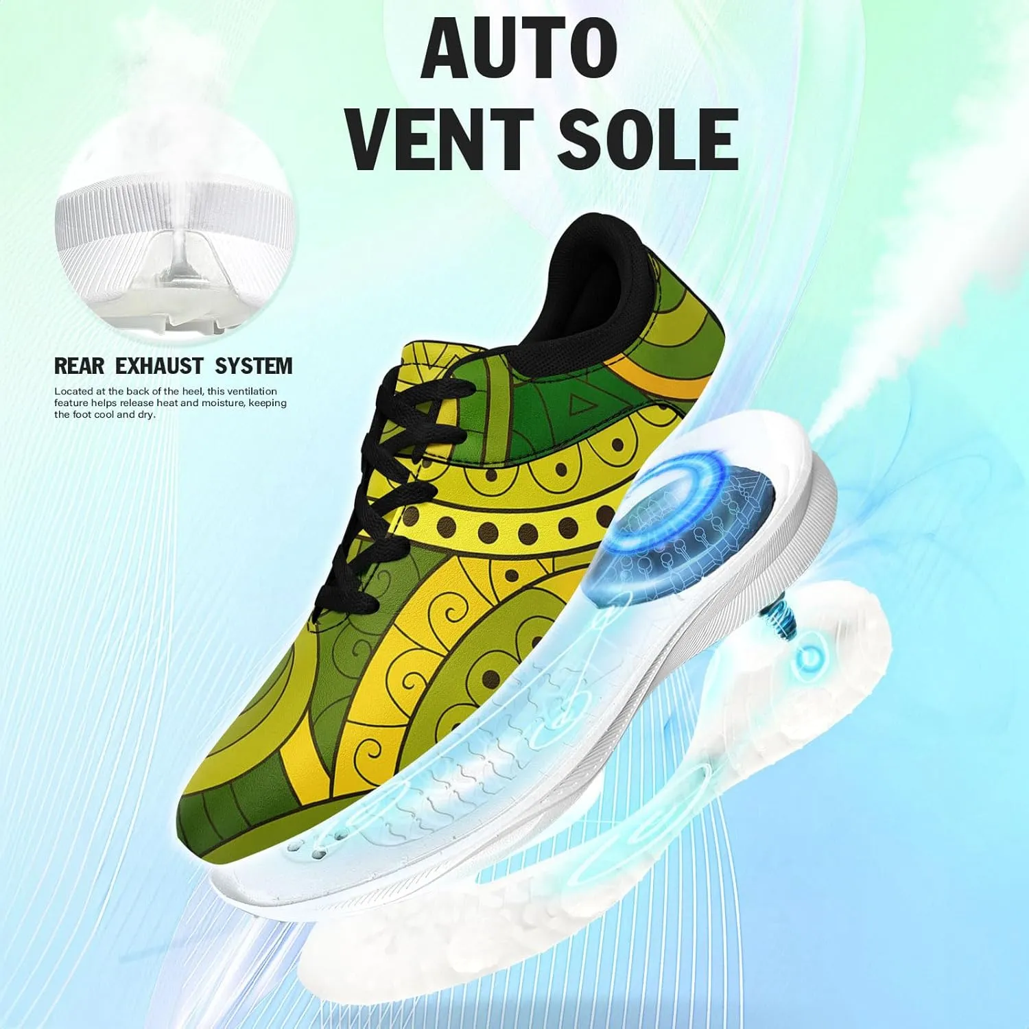 Men's&Women's Fashion Print Mandala Golf Shoes Colorful Breathable Spikeless Stylish Comfortable Lace-up Golf Sports Sneaker