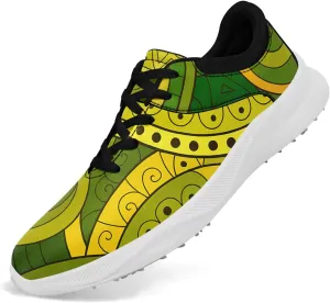 Men's&Women's Fashion Print Mandala Golf Shoes Colorful Breathable Spikeless Stylish Comfortable Lace-up Golf Sports Sneaker
