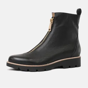 Mieyette Black Leather Ankle Boots