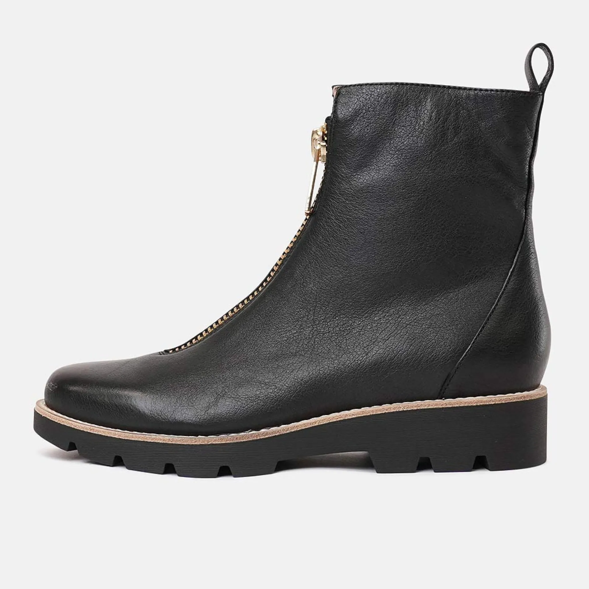 Mieyette Black Leather Ankle Boots