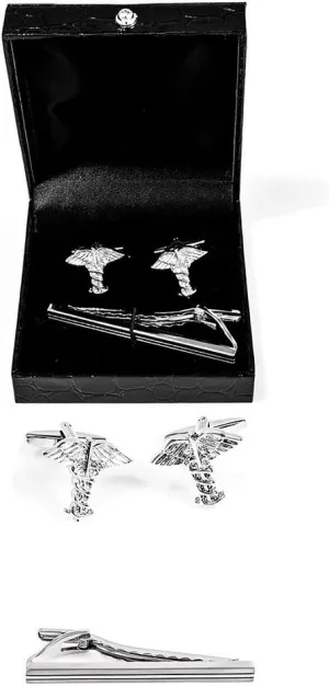 MRCUFF Doctor MD RN EMT Pair Cufflinks and Tie Bar in Presentation Gift Box & Polishing Cloth