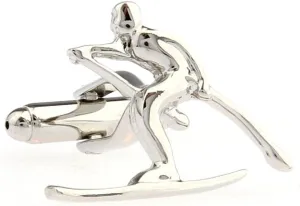 MRCUFF Ski Skier Snow Skiing Pair Cufflinks in a Presentation Gift Box & Polishing Cloth