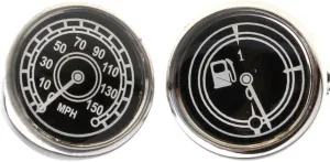 MRCUFF Speedometer & Fuel Guage MPH Race Car Auto Racing Pair Cufflinks in a Presentation Gift Box & Polishing Cloth