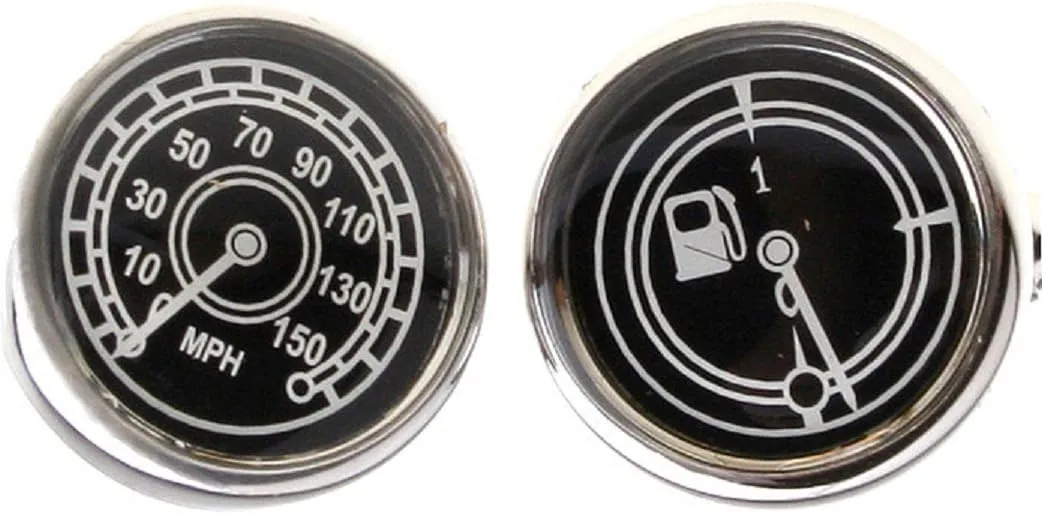 MRCUFF Speedometer & Fuel Guage MPH Race Car Auto Racing Pair Cufflinks in a Presentation Gift Box & Polishing Cloth