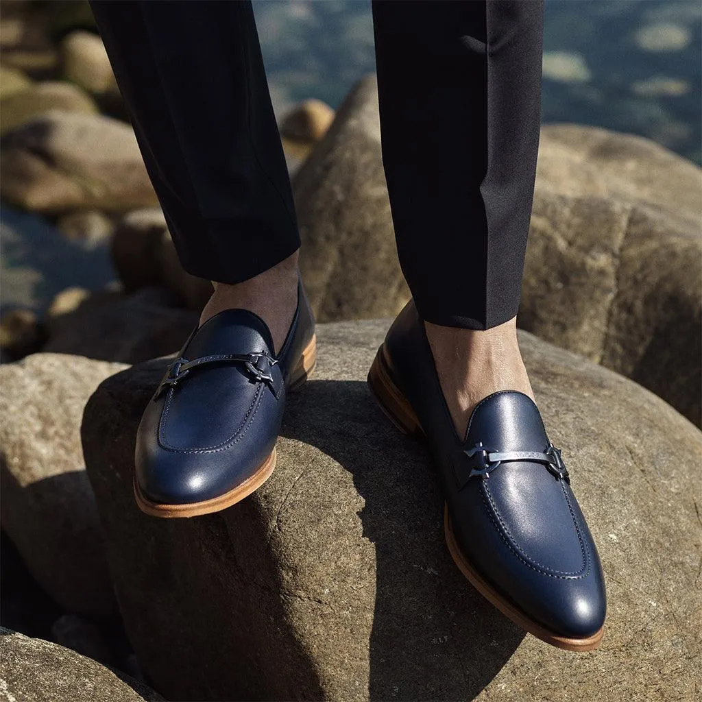 Navy Calf Horsebit Loafer
