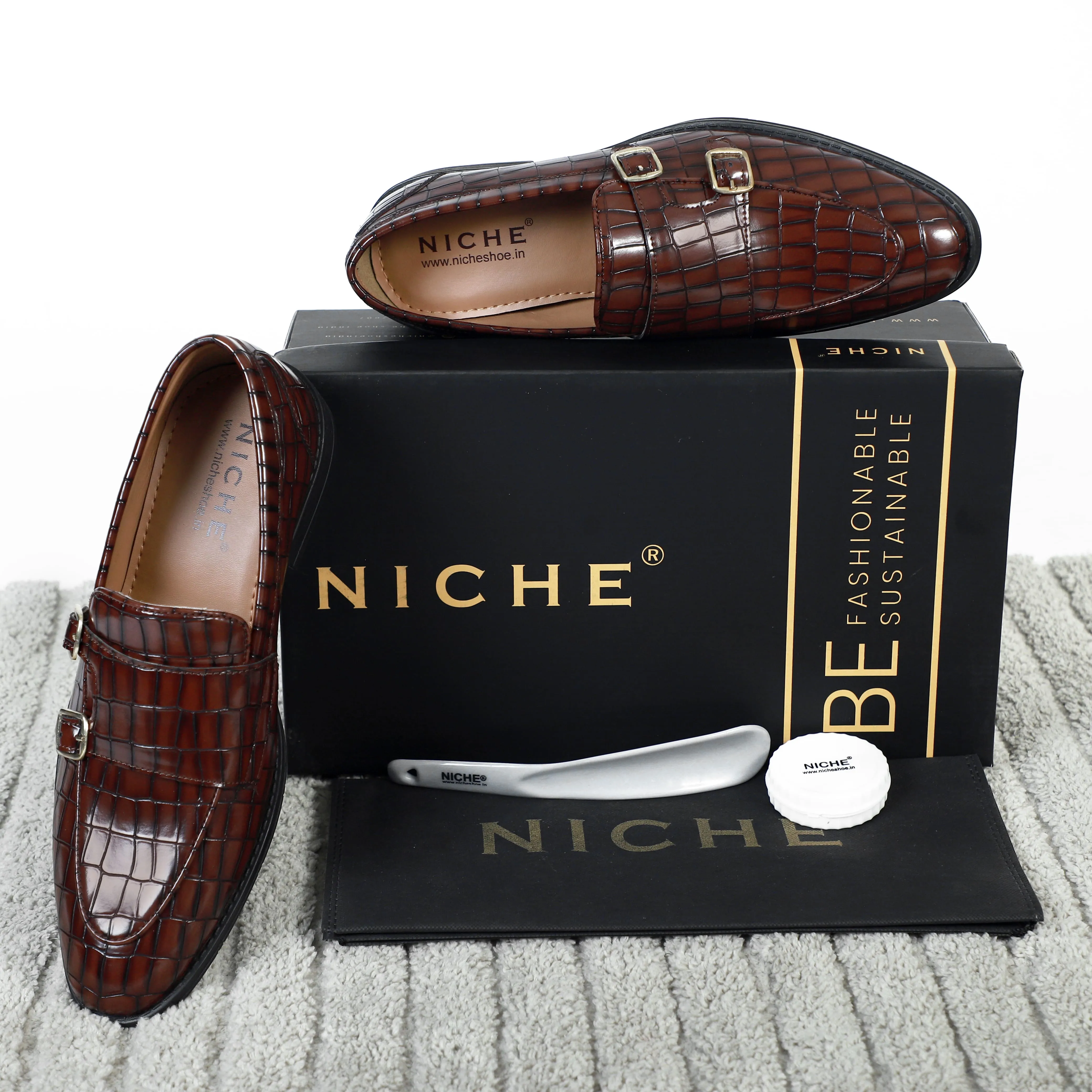 NICHE Cherry Crco Pattern Luxurious Double Monk Slipons