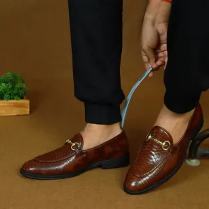 NICHE Cherry Python Print Horsebit Loafers