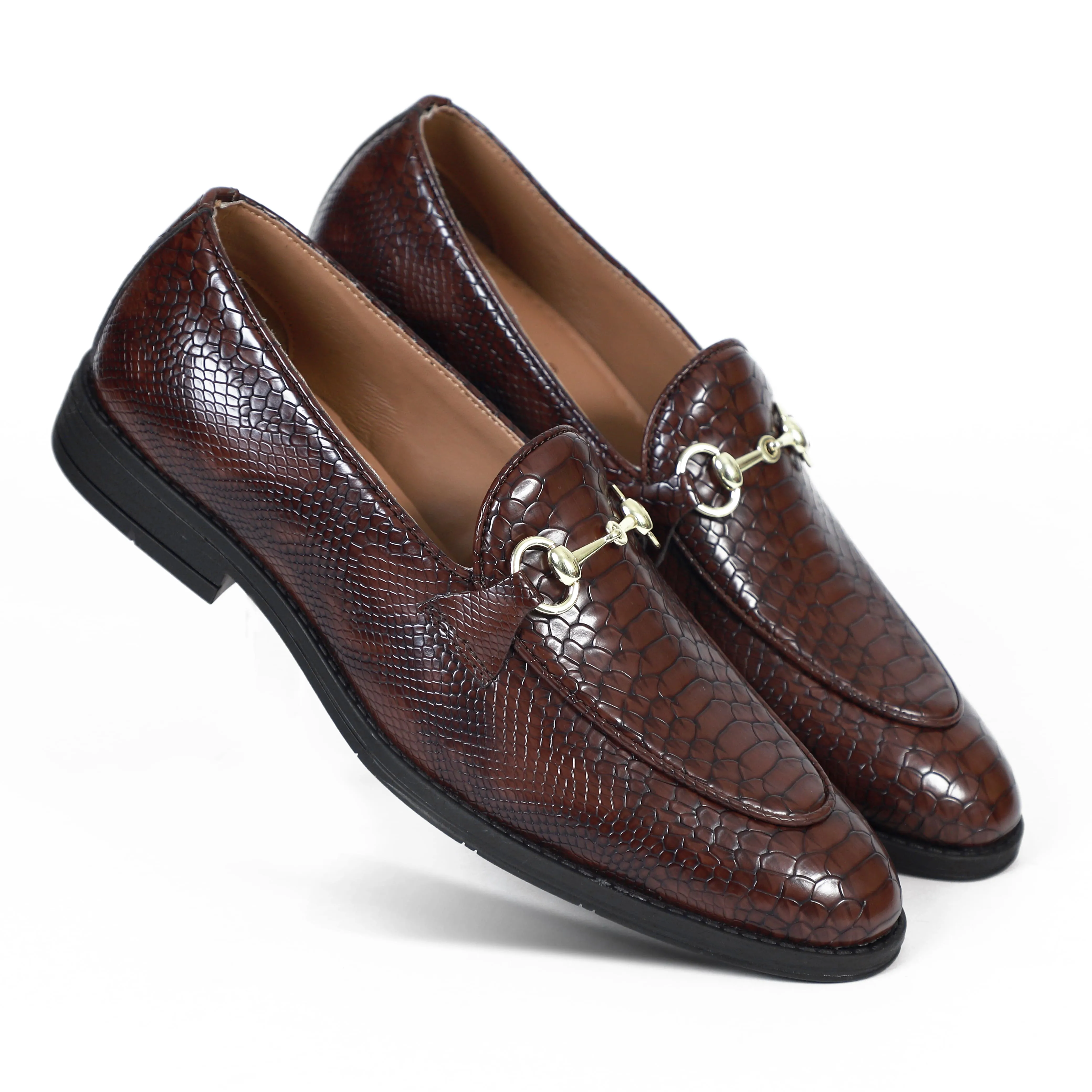 NICHE Cherry Python Print Horsebit Loafers