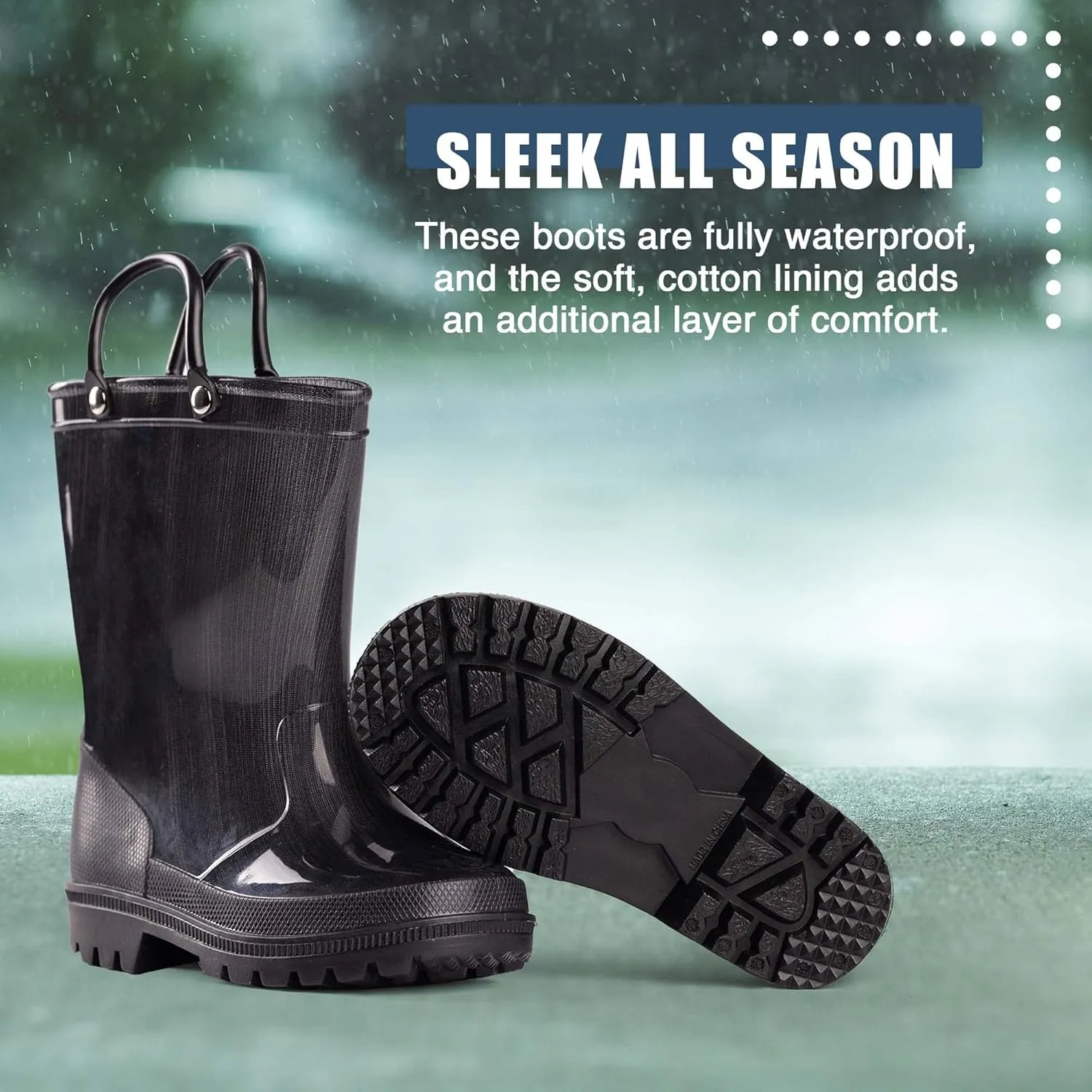 NORTY PVC Rain Boots for Kids - Waterproof PVC Boots Boys and Girls Solid & Printed Rainboots for Toddlers and Kids