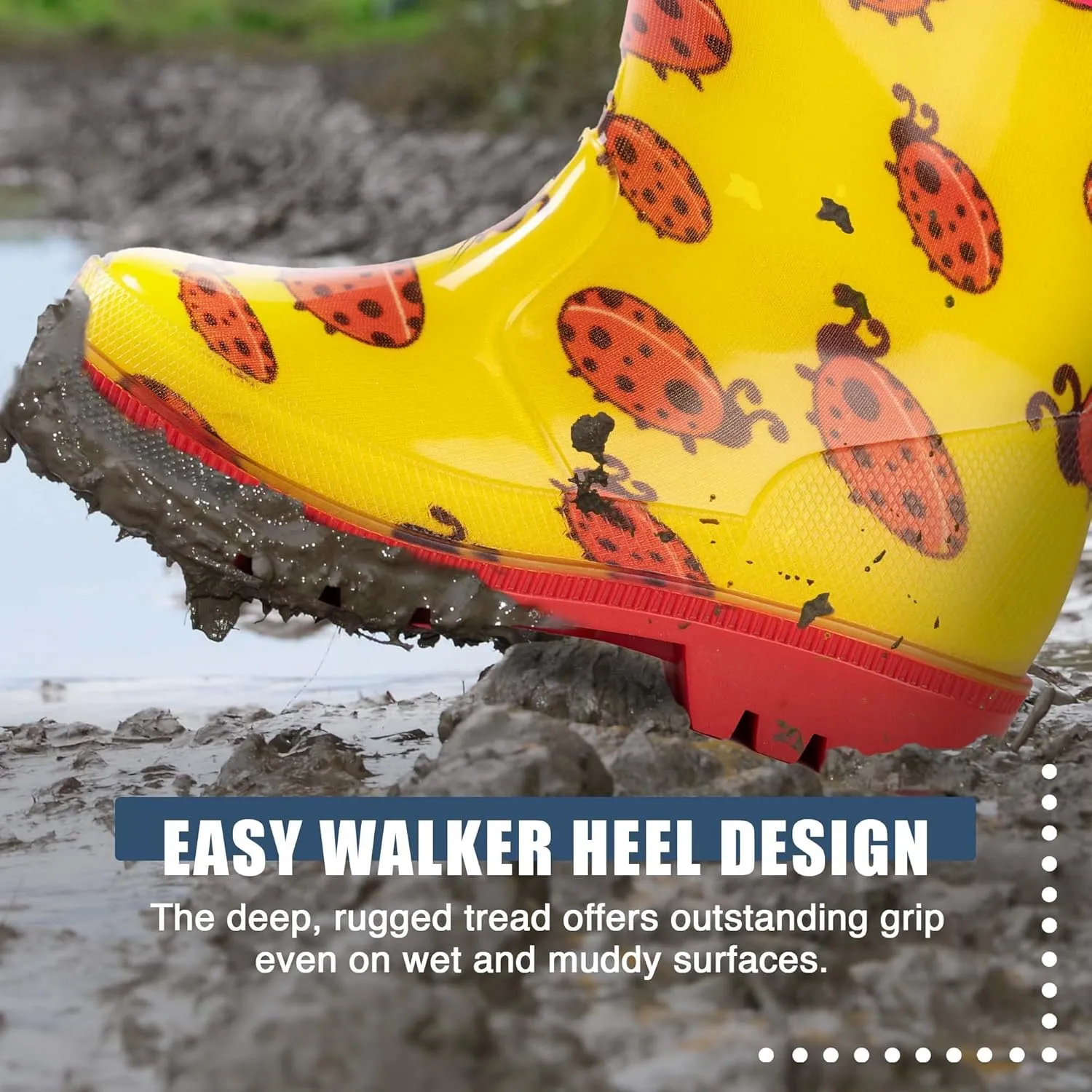 NORTY PVC Rain Boots for Kids - Waterproof PVC Boots Boys and Girls Solid & Printed Rainboots for Toddlers and Kids